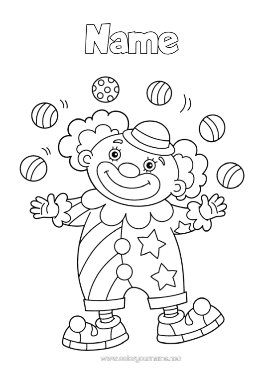 Colouring page to print Clown Easy Colouring Pages Circus