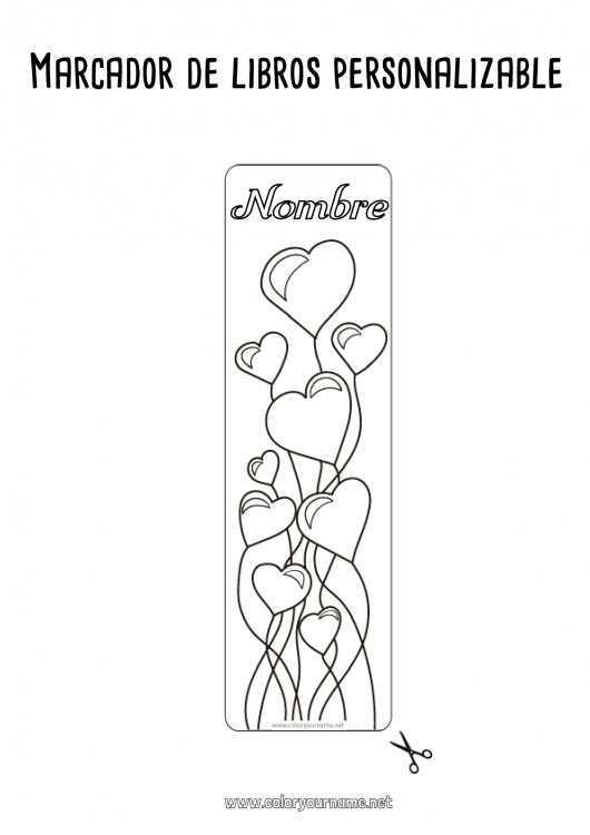 Dibujo para colorear para imprimir Corazón Feliz día de fiesta Globos Te amo Día de San Valentín Marcador