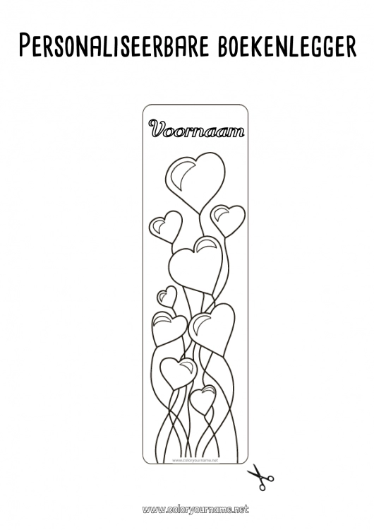 Kleurplaat om af te drukken Hart Fijne verjaardag Ballonnen Ik hou van jou Valentijnsdag Bladwijzer