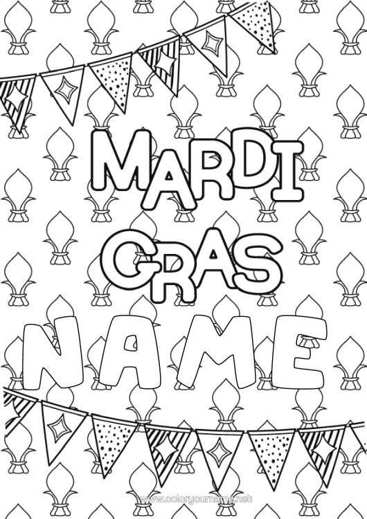 Colouring page to print Carnival Mardi Gras