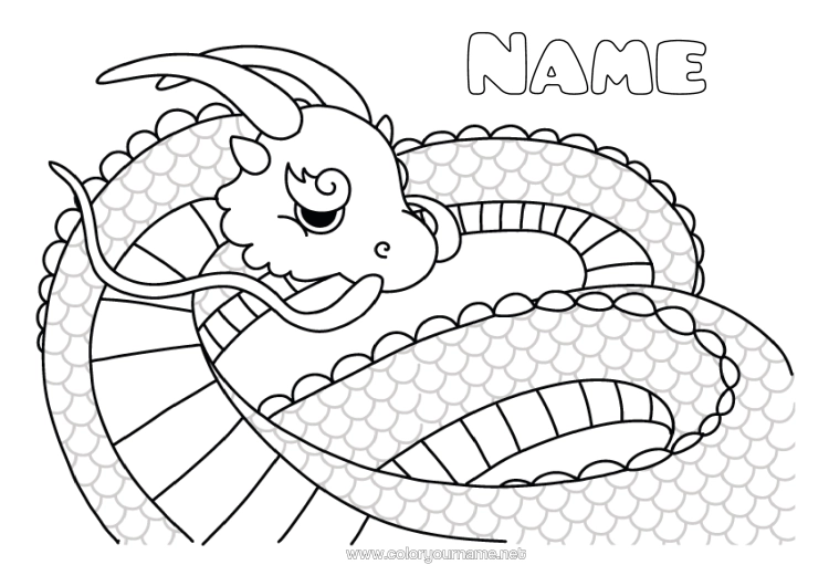 Colouring page to print Dragon Animal Chinese New Year Complex Colouring Pages Dragons, Unicorns, And Fantastical Creatures