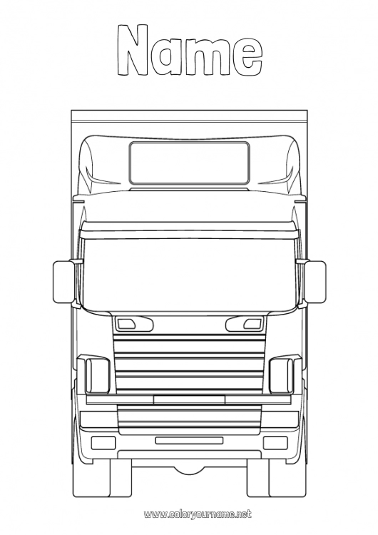 Coloring page to print Truck Trucks and utility vehicles Transportation Professions Truck driver