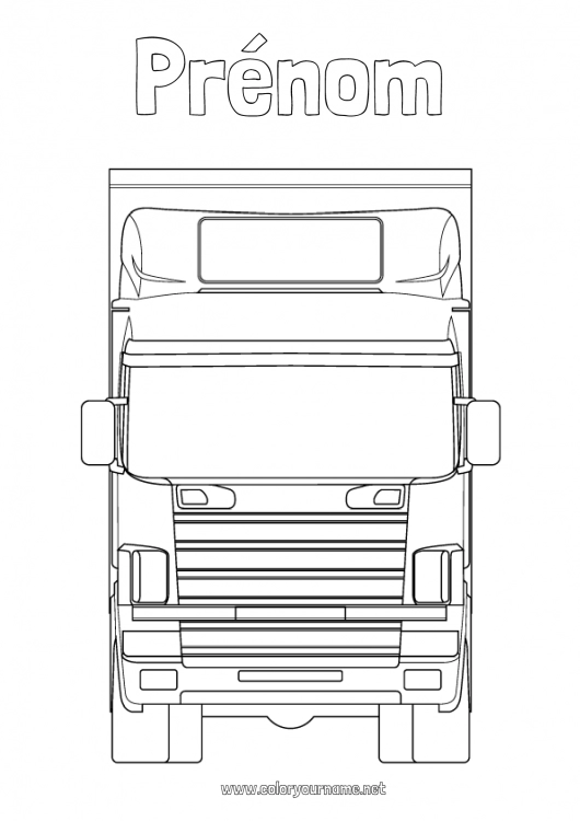 Coloriage à imprimer Camion Camions et véhicules utilitaires Métiers du transport Routier