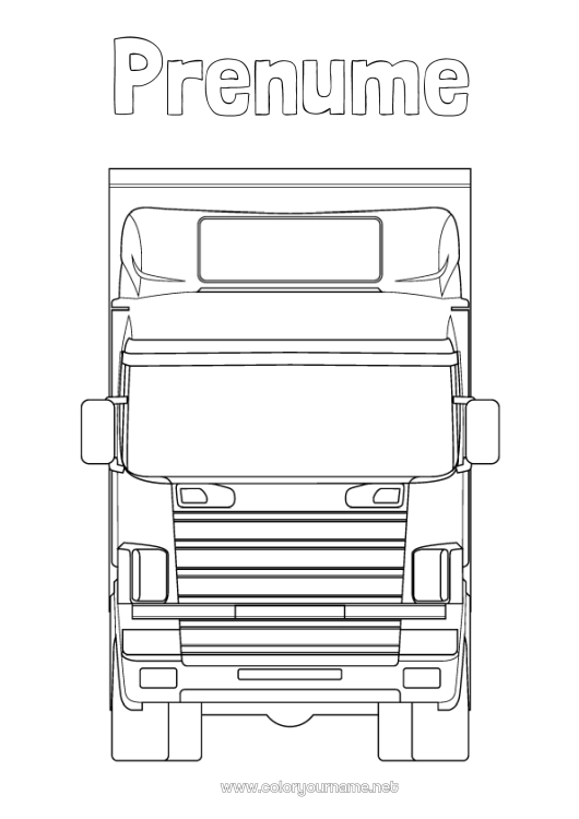 Pagină de colorat de imprimat Camion Vehicule Camioane și vehicule utilitare Meserii în transport Rutier
