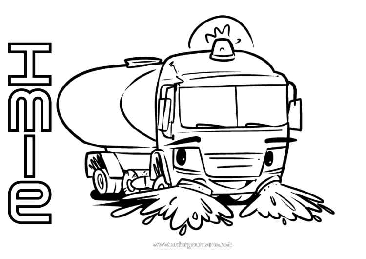 Kolorowanka do wydruku Pojazdy Inne pojazdy Zamiatarka