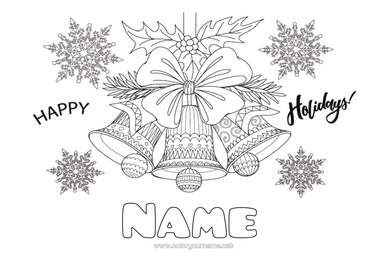 Colouring page to print Christmas Bell