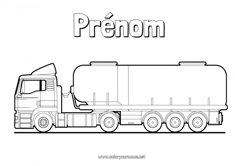 Coloriage à imprimer Camion Camions et véhicules utilitaires Métiers du transport Camion-citerne