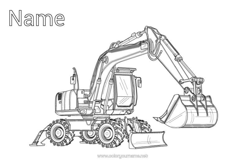 Colouring page to print Vehicles Excavator Construction Equipment Construction Trades
