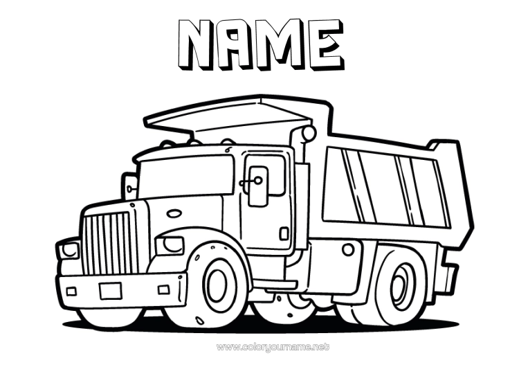 Colouring page to print Lorry Vehicles Trucks And Commercial Vehicles Construction Trades Transport Occupations Tipper Truck