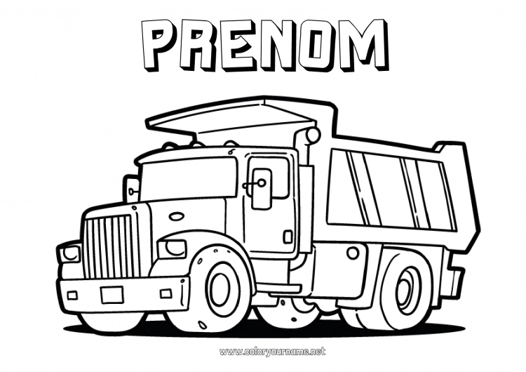 Coloriage à imprimer Camion Camions et véhicules utilitaires Métiers du chantier Métiers du transport Camion-benne