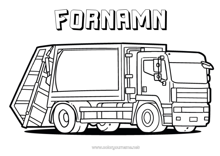 Färgläggningssida att skriva ut Lastbil Fordon Lastbilar och nyttofordon Sopbil