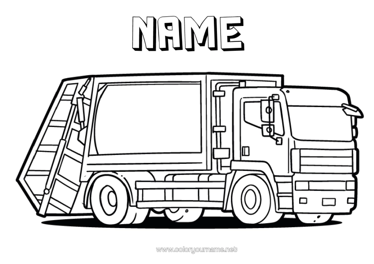 Colouring page to print Lorry Vehicles Trucks And Commercial Vehicles Dustbin Lorry
