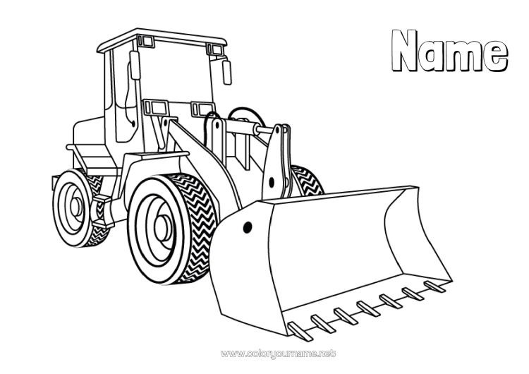 Colouring page to print Vehicles Construction Equipment Construction Trades Bulldozer Loader