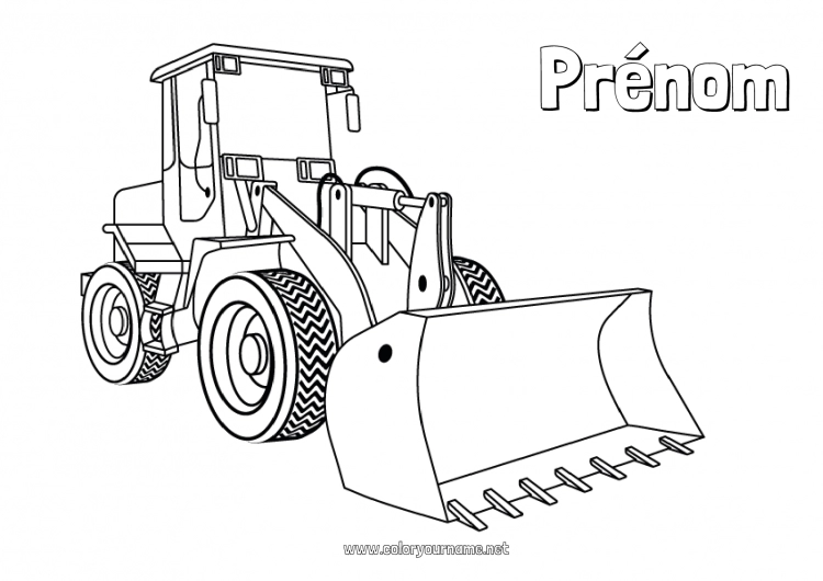 Coloriage à imprimer Engins de chantier Métiers du chantier Bulldozer Chargeuse