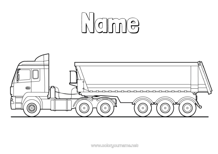 Colouring page to print Vehicles Trucks And Commercial Vehicles Transport Occupations Tipper Truck