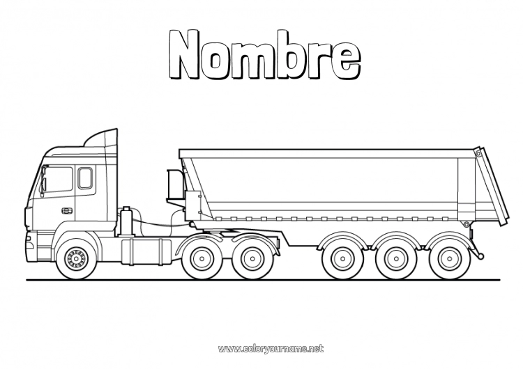 Dibujo para colorear para imprimir Camiones y vehículos utilitarios Profesiones del transporte Camión volquete