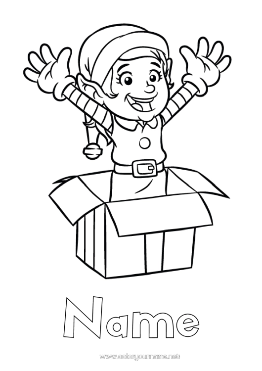 Colouring page to print Christmas Elves Christmas Elf Colouring Pages