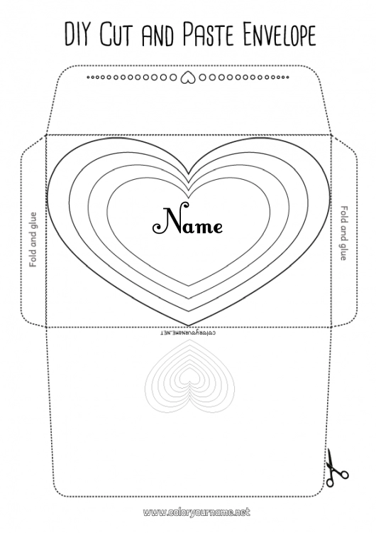 Coloring page to print Heart I love you Envelope Envelope to print