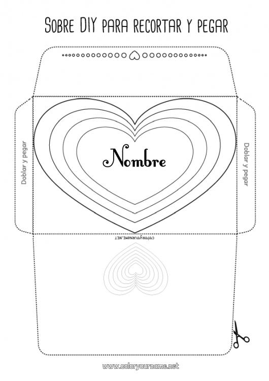 Dibujo para colorear para imprimir Corazón Te amo Sobre Sobre para imprimir