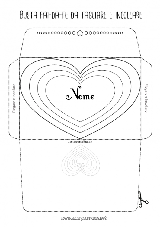 Pagina da colorare da stampare Cuore Ti amo Busta Busta da stampare