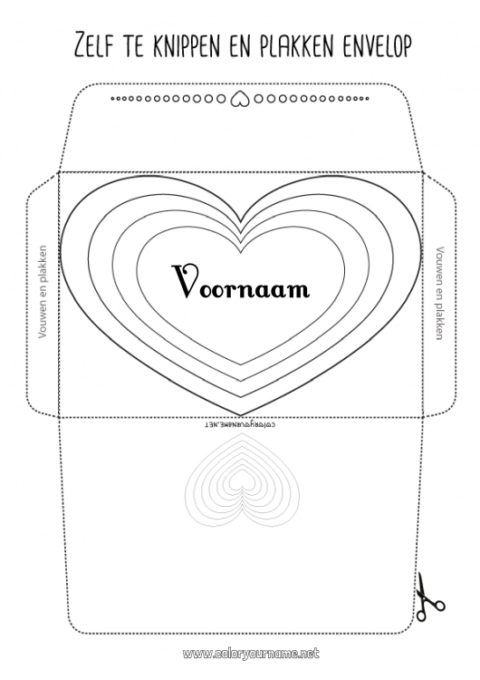 Kleurplaat om af te drukken Hart Ik hou van jou Envelop Afdrukbare enveloppen