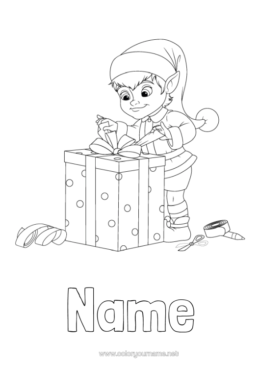 Colouring page to print Christmas Elves Christmas Elf Colouring Pages