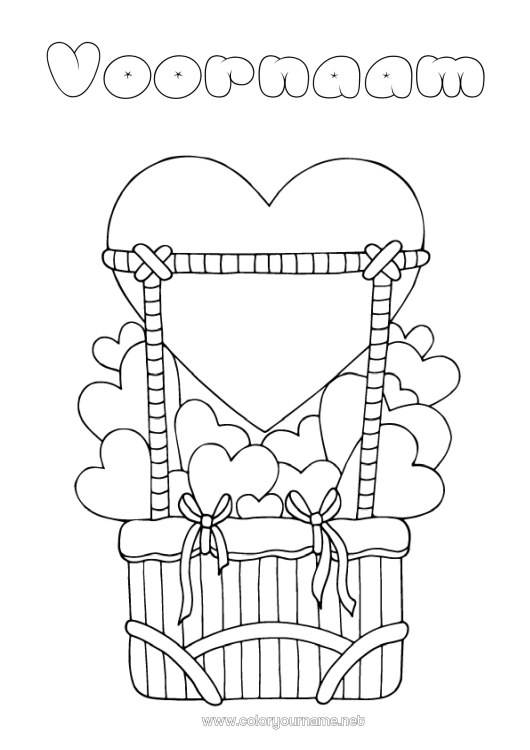Kleurplaat om af te drukken Hart Luchtballon Luchtvaartuigen