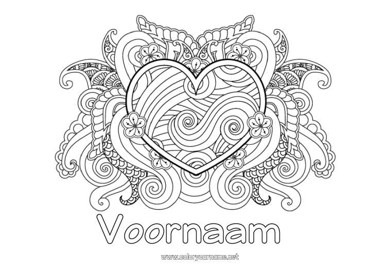 Kleurplaat om af te drukken Zee Groot hart Zentangle