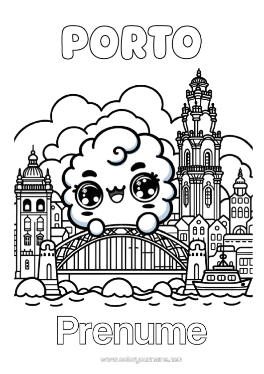 Pagină de colorat de imprimat Peisaj urban Pod Portugalia