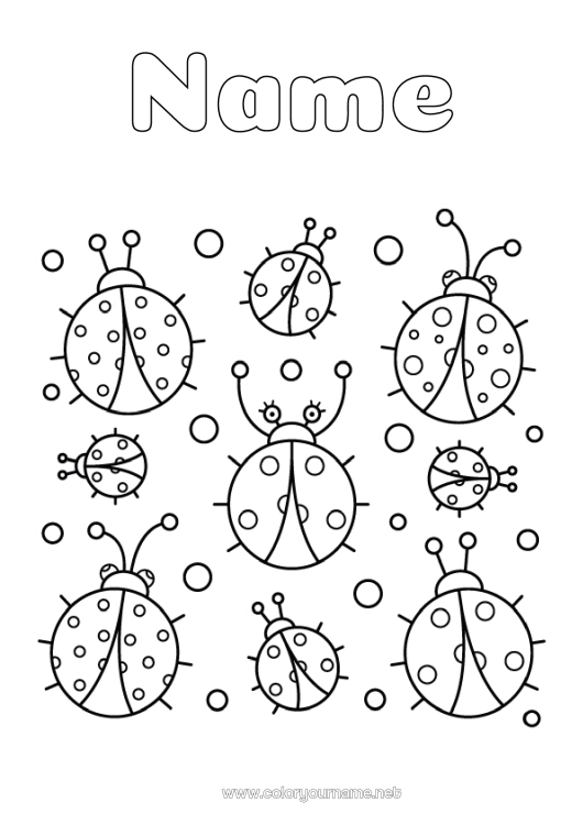 Coloring page to print Animal Ladybug Easy coloring pages Insects