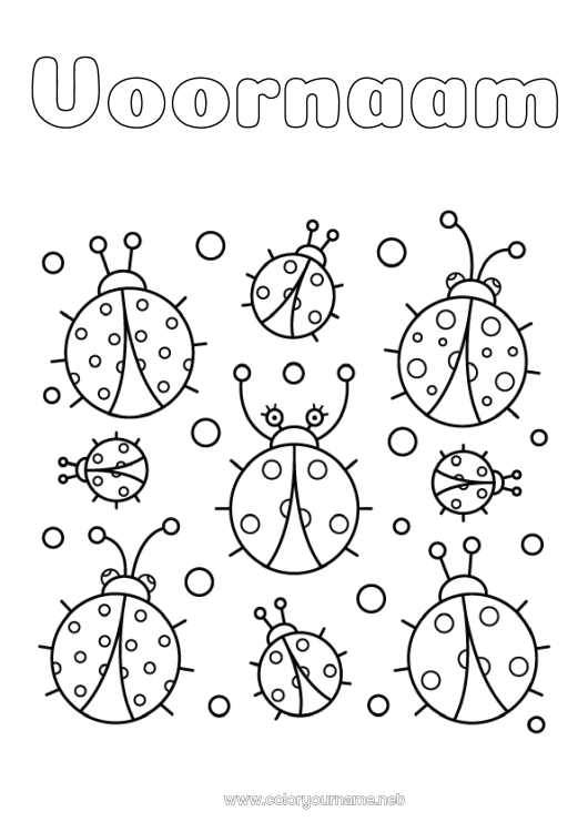 Kleurplaat om af te drukken Dier Lieveheersbeestje Eenvoudige kleurplaten Insecten