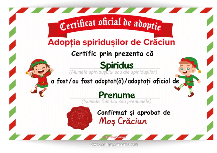 Pagină de colorat de imprimat Moșneguții De Crăciun Scrisori De Spiriduși Jucăuși Adopția Oficială A Unui Spiriduș De Crăciun Acte De Identitate Al Lutinului Farceur