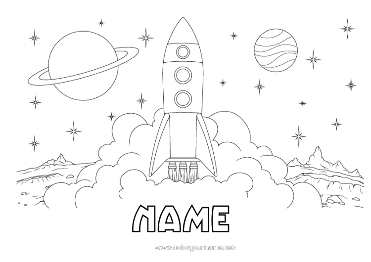 Colouring page to print Rocket Vehicles Space Planets And Solar System Astronomy Aerial Vehicles