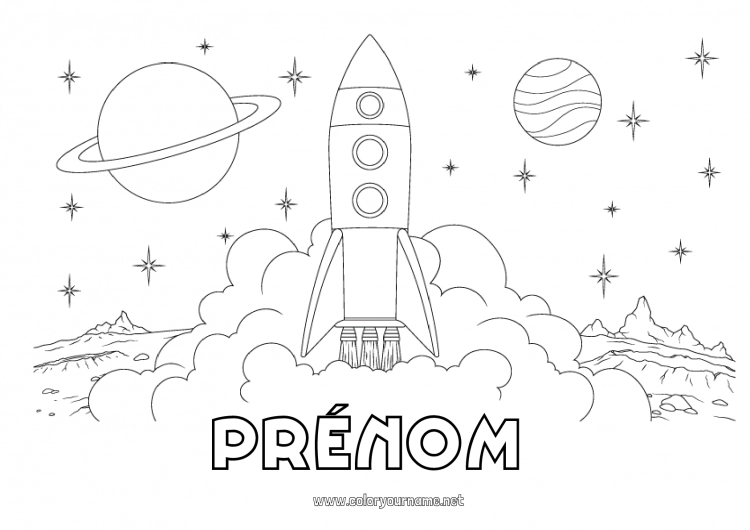 Coloriage à imprimer Fusée Espace Planètes et système solaire Astronomie Véhicules aériens