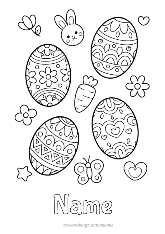 Colouring page to print Cute Easter Eggs Easter