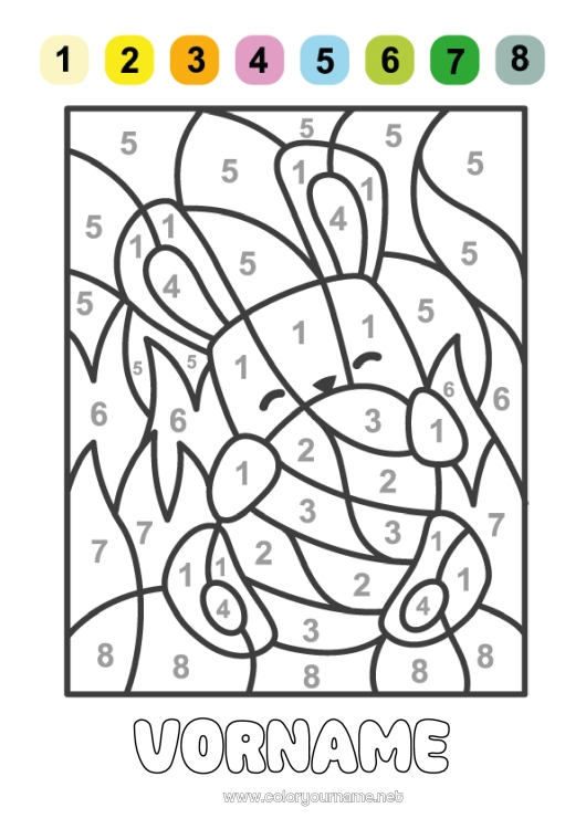 Malvorlage zum Ausdrucken Zahl Hase Malen nach Zahlen Kinderaktivitäten Ostereier Ostern Waldtiere