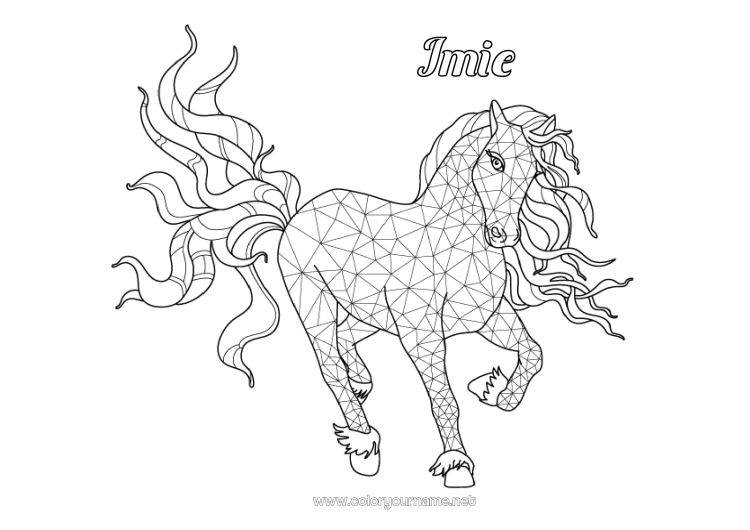 Kolorowanka do wydruku Koń Zwierzę Złożone kolorowanki Zentangle Zwierzęta gospodarskie