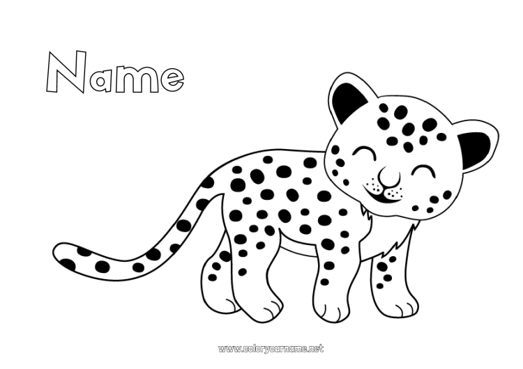 Coloring page to print Animal Easy coloring pages Leopard Wild animals of Africa