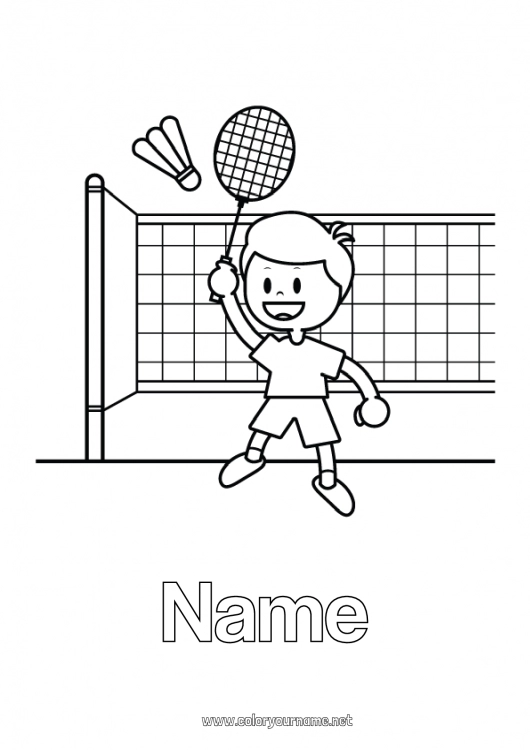 Coloring page to print Sport Racket sports Badminton