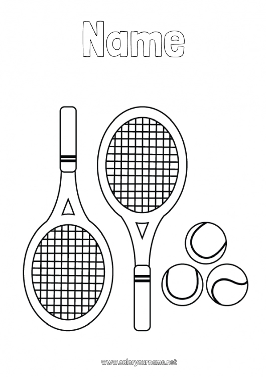 Coloring page to print Sport Tennis Racket sports