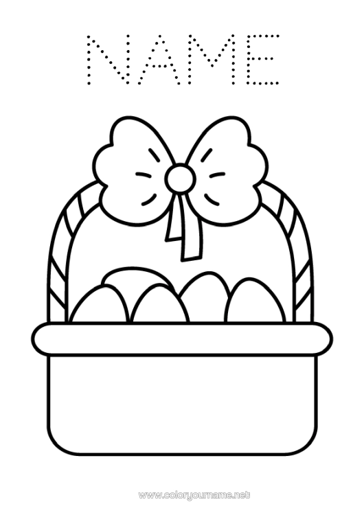 Colouring page to print Easter Basket Easy Colouring Pages Egg