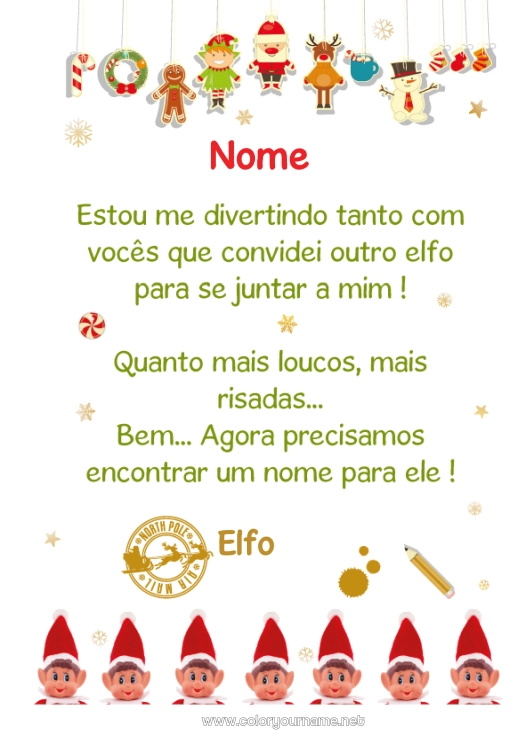 Página de desenho para imprimir Elfo de Natal Missão do Elfo de Natal Cartas de duendes travessos Carta de Chegada do Duende