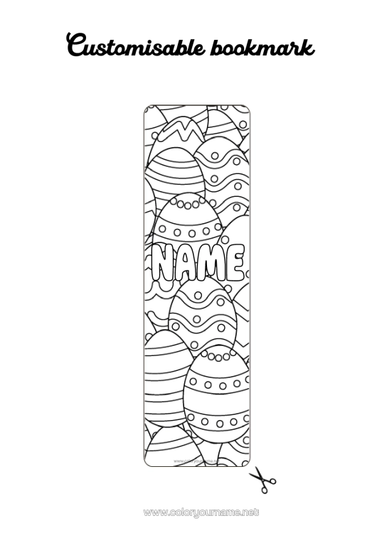 Colouring page to print Spring Easter Eggs Easter Bookmark
