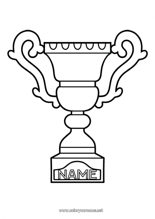 Coloring page to print Cup, trophy, medal Competitions and Rewards