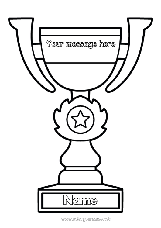 Coloring page to print Cup, trophy, medal Competitions and Rewards