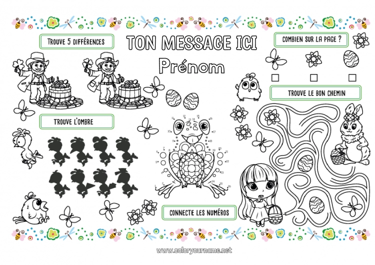 Coloriage à imprimer Printemps Activités enfants Points à relier Pâques Set de table à imprimer