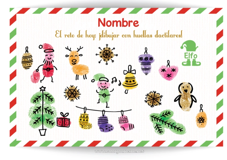 Dibujo para colorear para imprimir Elfos de navidad Navidad Misión del Elfo de Navidad Cartas de elfos bromistas Actividades para niños