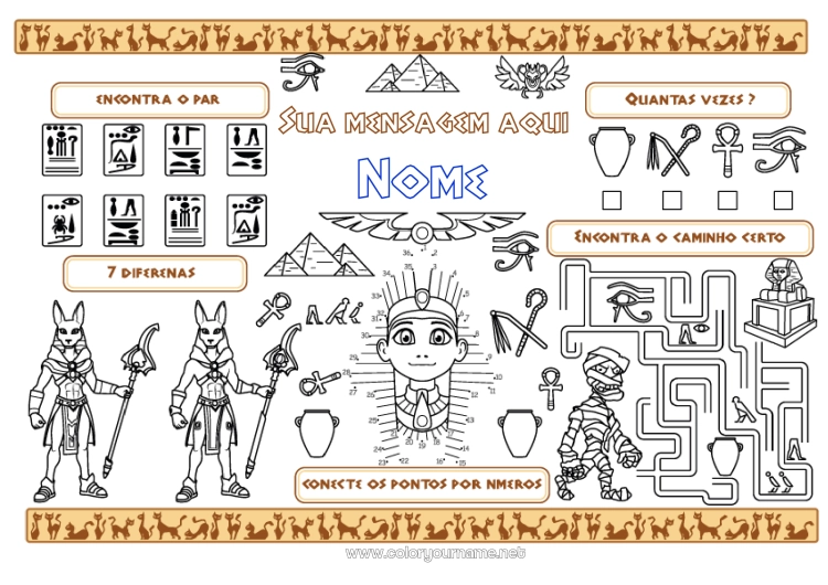 Página de desenho para imprimir Atividades para Crianças Egito País Pirâmide Jogo americano para imprimir