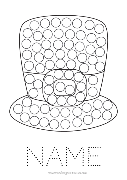 Colouring page to print Children's Activities Ireland St Patrick's Day Hat Spot Markers Easy Colouring Pages
