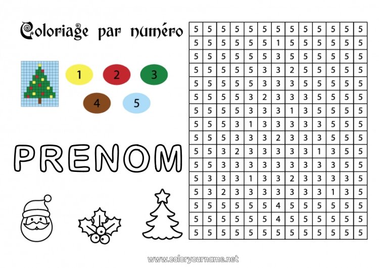 Coloriage à imprimer Sapin de Noël Noël Chiffre Coloriages magiques Activités enfants